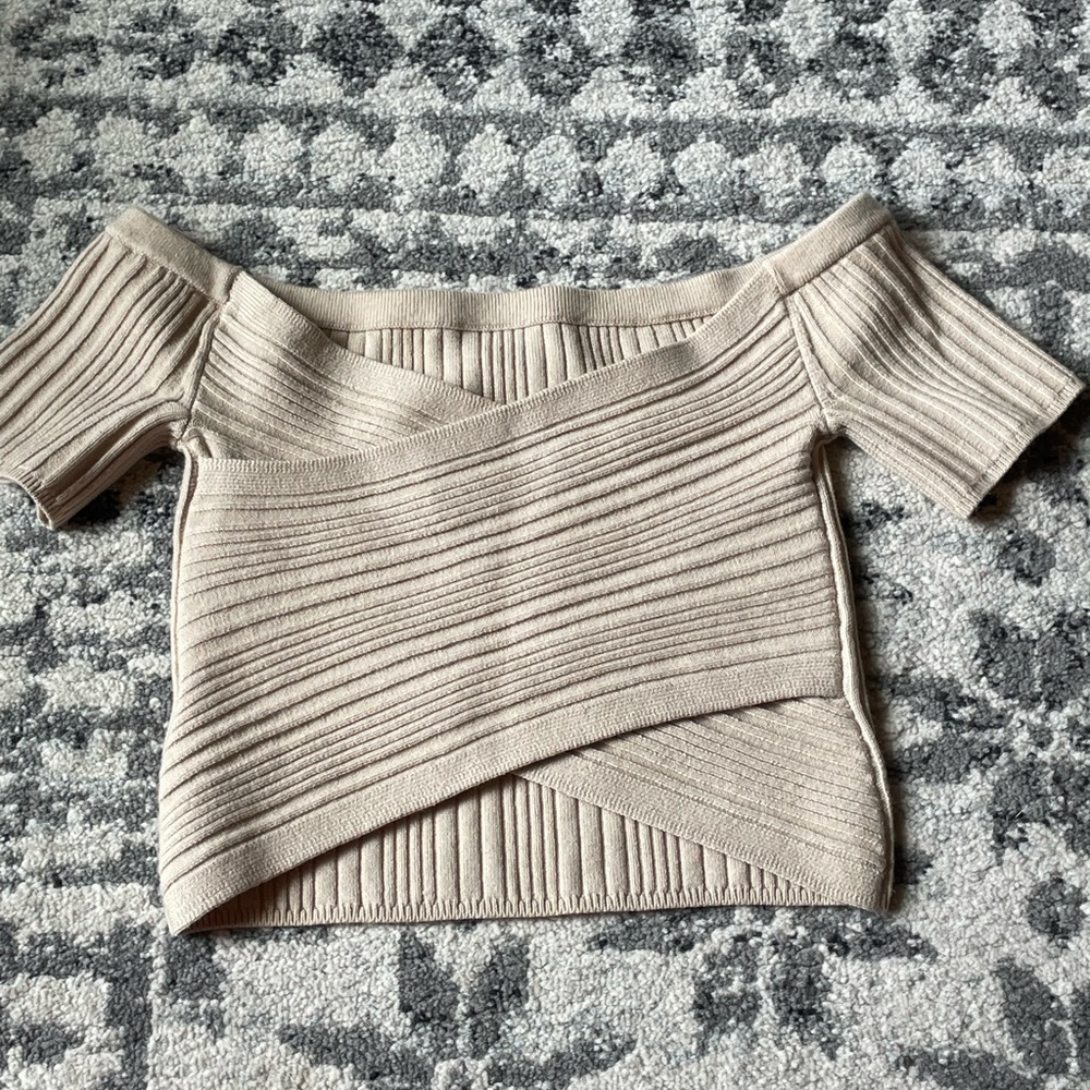 Rib knit off the shoulder top